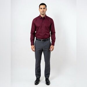 H2H Burgundy Long-Sleeve Dress Shirt